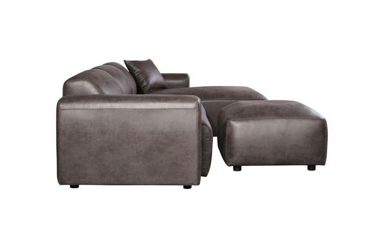 LeisureMod Whisper 4-Seater Conversation Set with a Chaise Lounge Chair in Brown Side View.