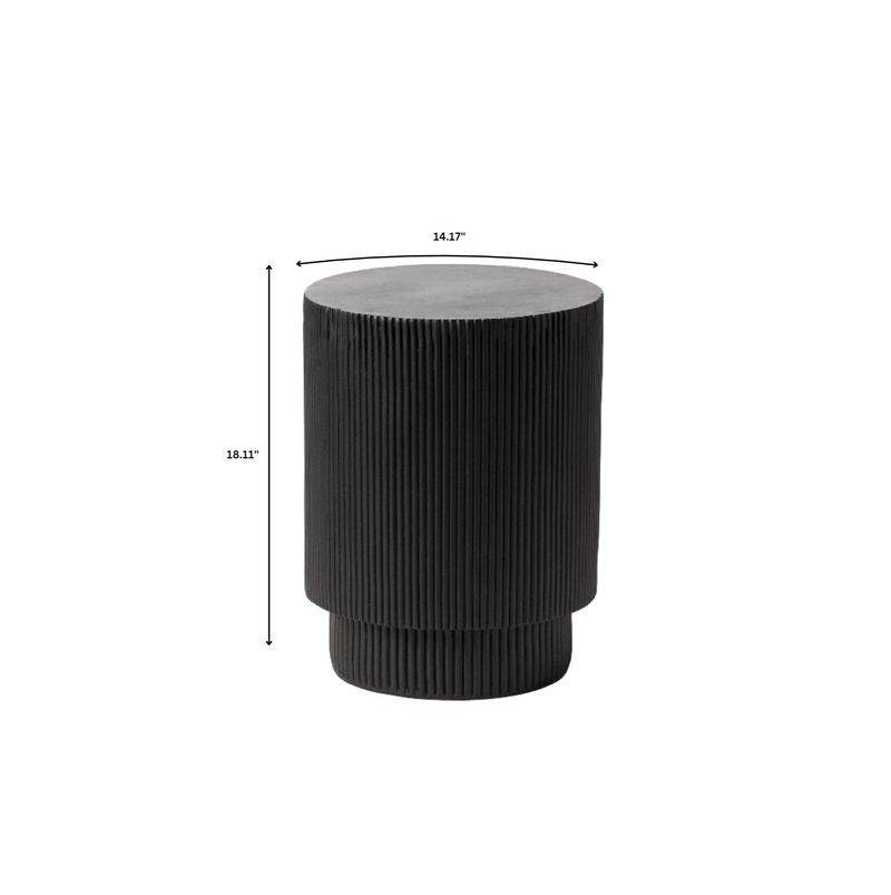 LeisureMod Eden Collection Fiberglass Outdoor Side Table in Black Dimensions.