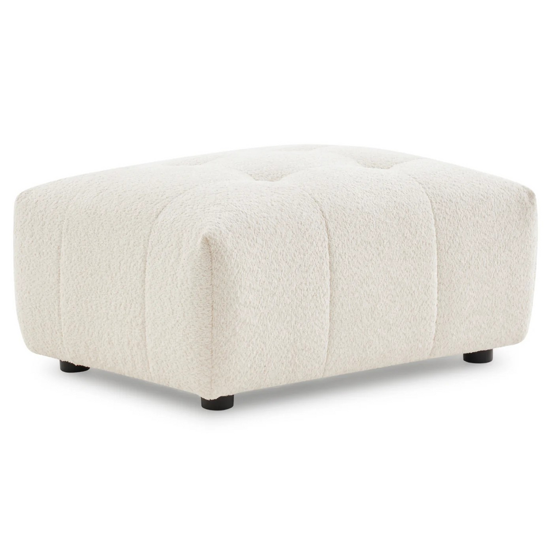 Kaynes Chic Tufted Ivory Boucle Ottoman Photo.