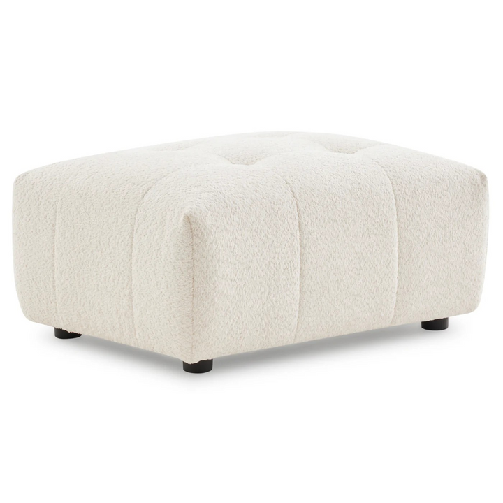 Kaynes Chic Tufted Ivory Boucle Ottoman Photo.