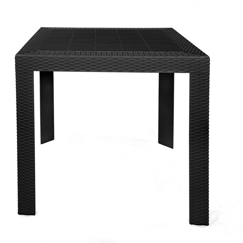 LeisureMod Mace Weave Design Outdoor Dining Table Black Photo.