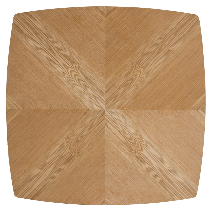 LeisureMod 5-Piece Dining Set with Square Wooden Table in Natural Wood and 4 Velvet Dining Chairs in Walnut/Light Brown Velvet Tabletop.