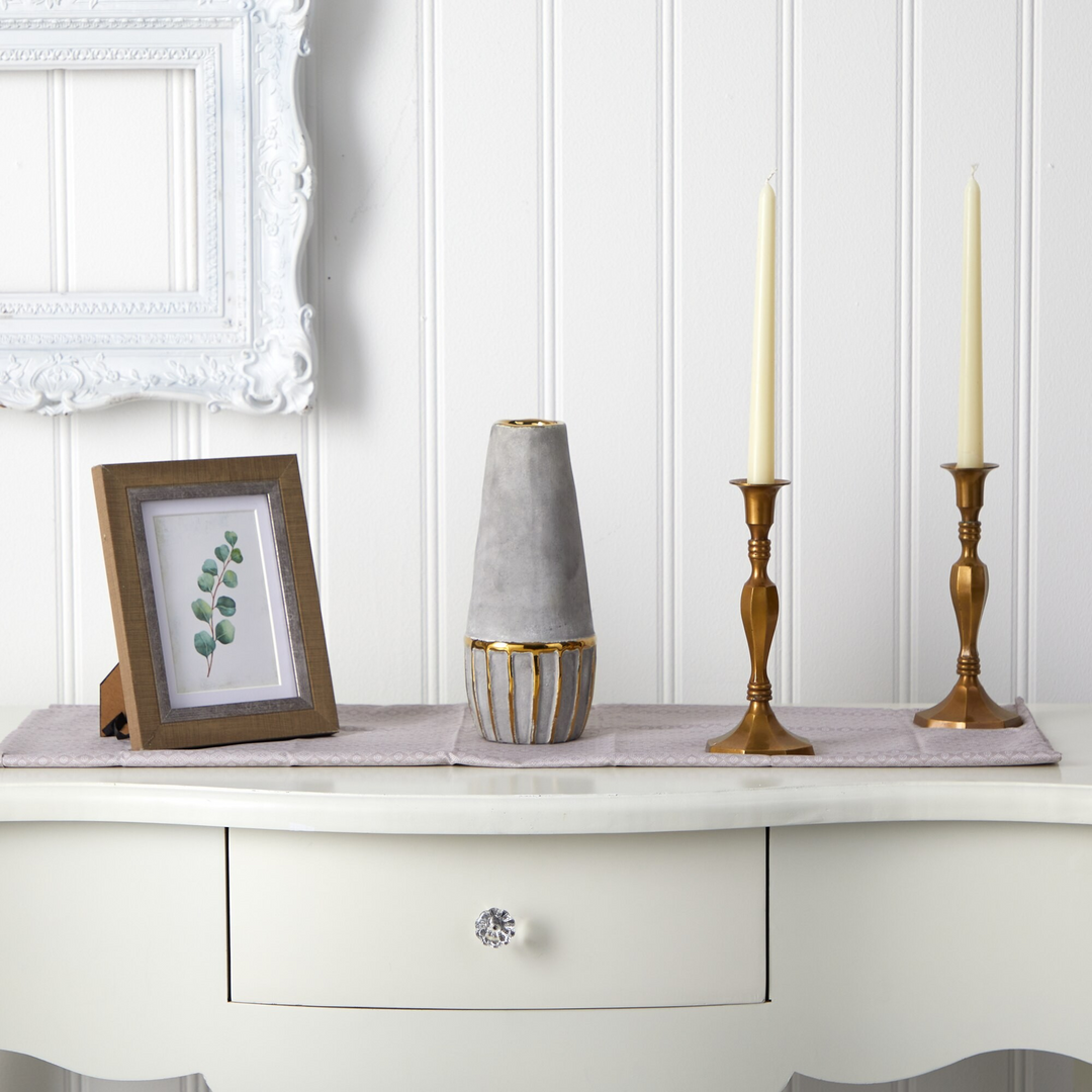 10” Regal Stone Decorative Vase with Gold Accents with Background