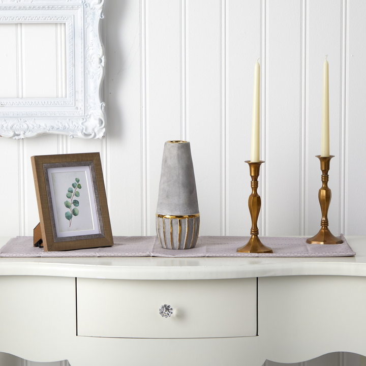 10” Regal Stone Decorative Vase with Gold Accents with Background