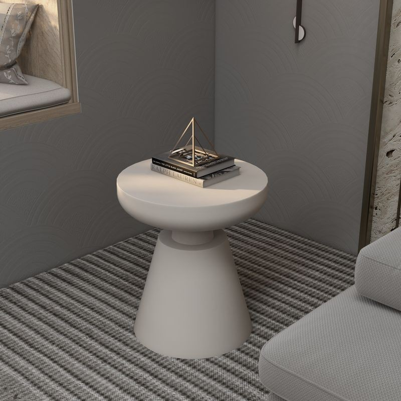 LeisureMod Isle Collection Fiberglass Outdoor Side Table in Cream Inside.