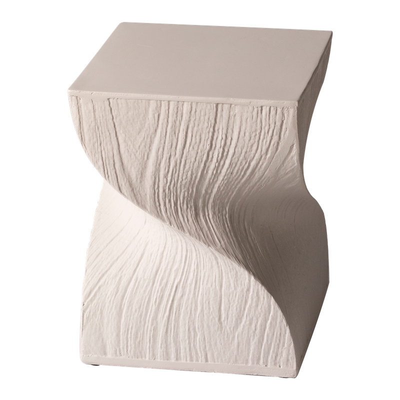LeisureMod Onyx Collection Fiberglass Outdoor Side Table in Cream