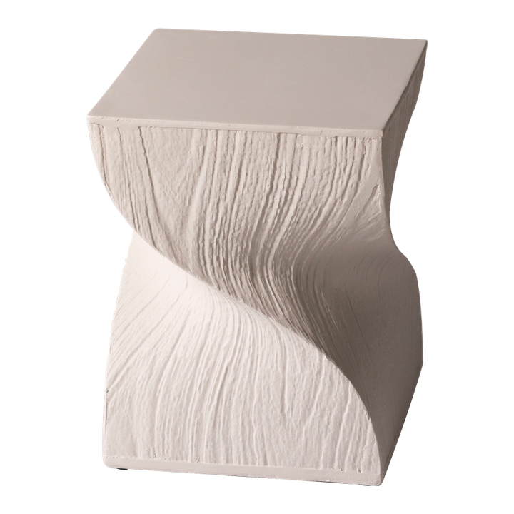 LeisureMod Onyx Collection Fiberglass Outdoor Side Table in Cream