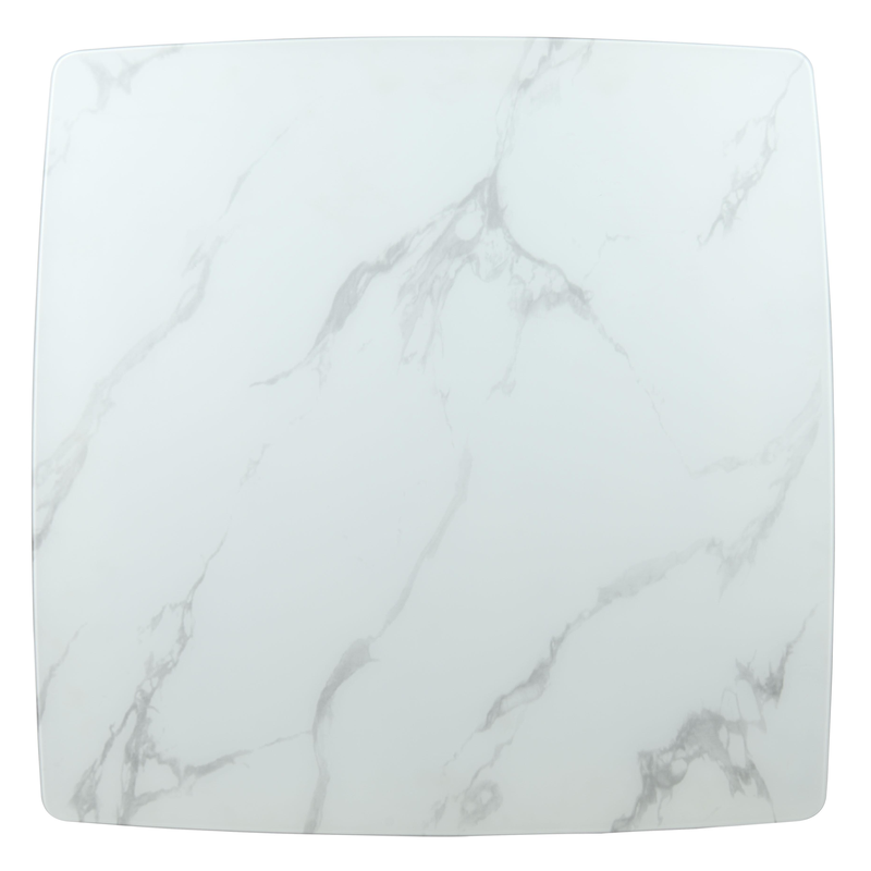 LeisureMod 5-Piece Dining Set with Square Dining Table White Sintered Stone Top and 4 Velvet Dining Chairs in Walnut/Light Brown Velvet Countertop.