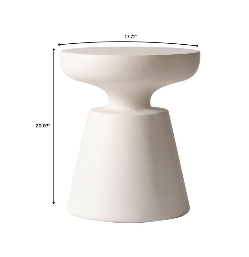 LeisureMod Isle Collection Fiberglass Outdoor Side Table in Cream Dimensions.
