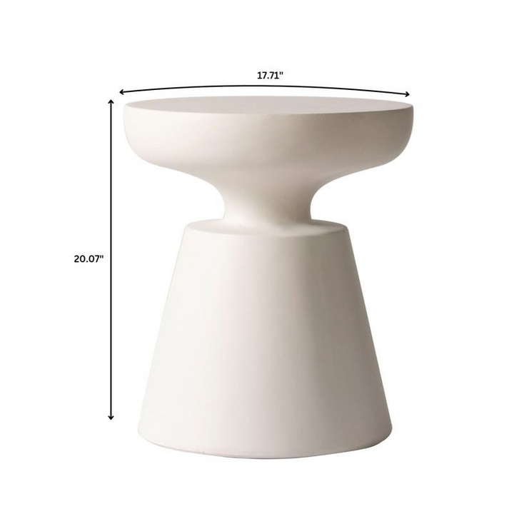 LeisureMod Isle Collection Fiberglass Outdoor Side Table in Cream Dimensions.