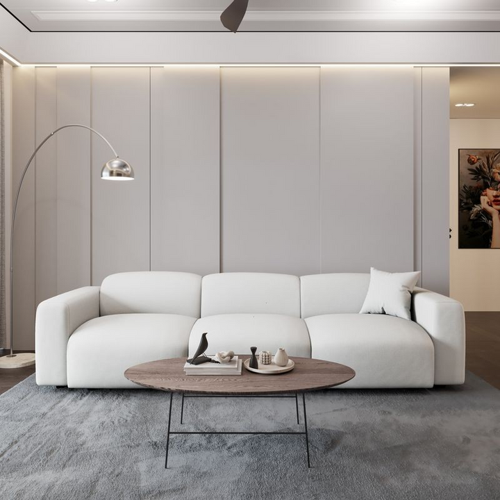 LeisureMod Whisper 4-Seater Conversation Set with a Chaise Lounge Chair in Beige Photo2.