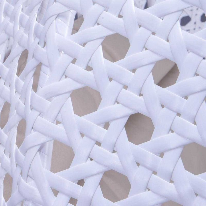 LeisureMod White Wicker Hanging 2 person Egg Swing Chair White/Taupe Closeup.