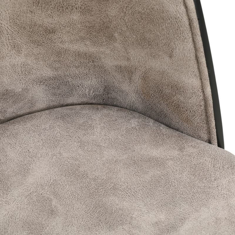 LeisureMod Tule 7-Piece Dining Set in Steel Frame with 6 Upholstered Seat Dining Chairs and 71" Oval Dining Table with MDF Tabletop Black/White Zoomed Chair.