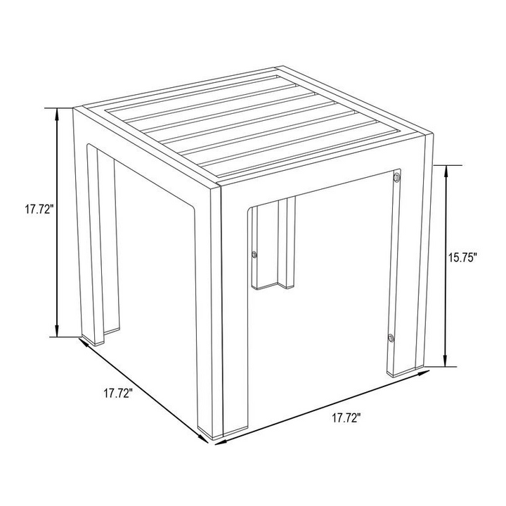 LeisureMod Chelsea Modern Aluminum Patio Side Table White Dimensions.