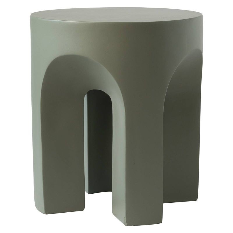 LeisureMod Crus Collection Fiberglass Outdoor Side Table in Grey
