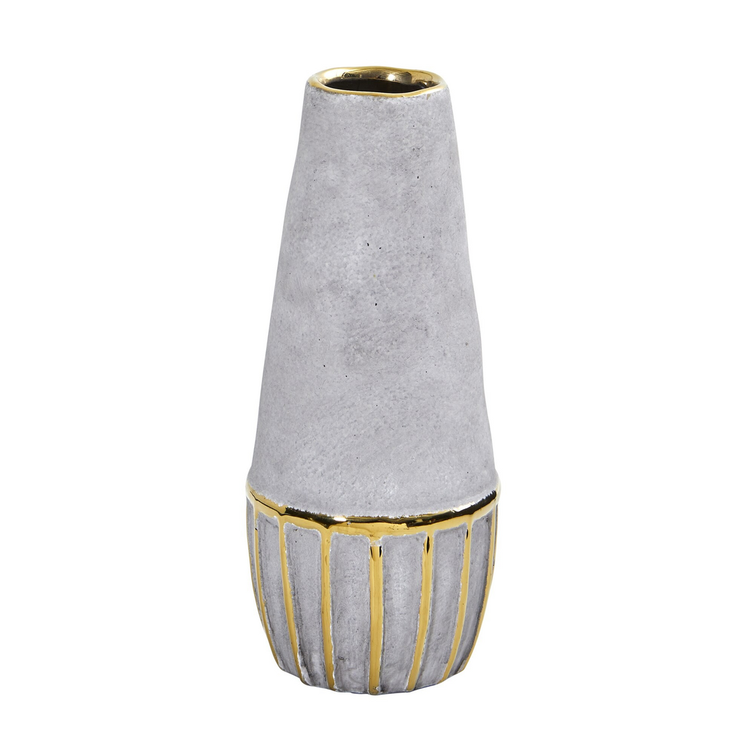10” Regal Stone Decorative Vase with Gold Accents
