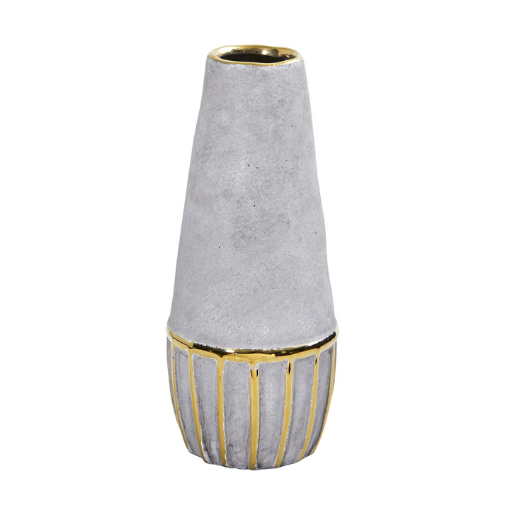 10” Regal Stone Decorative Vase with Gold Accents