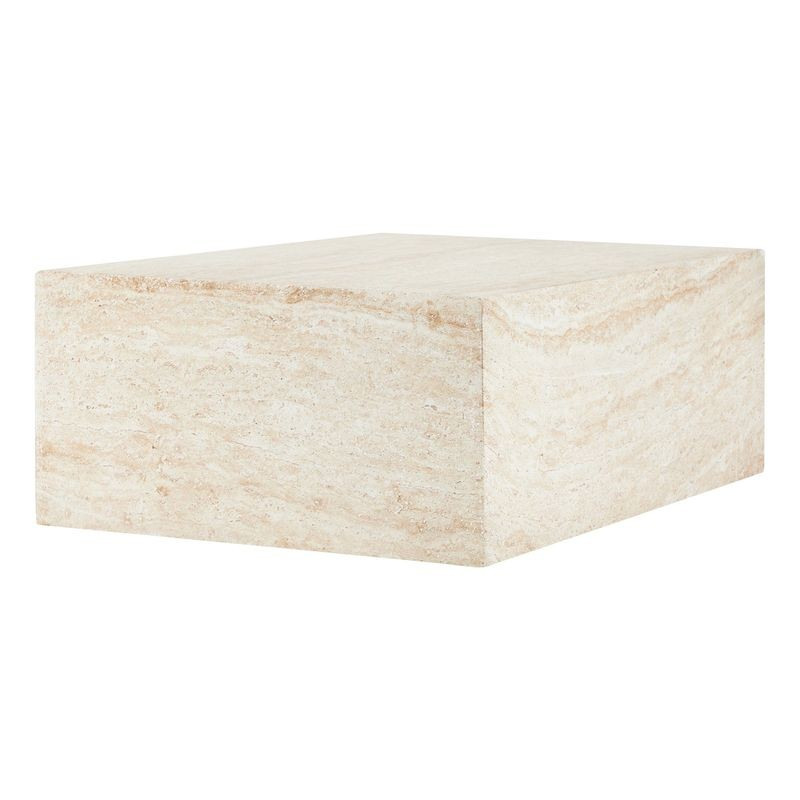 LeisureMod Maya Collection Outdoor/Indoor Coffee Table in Travertine Image.
