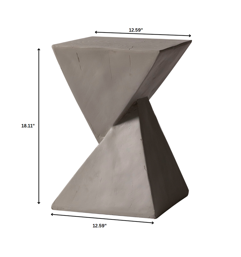 LeisureMod Glint Collection Fiberglass Outdoor Side Table in Grey Dimensions.