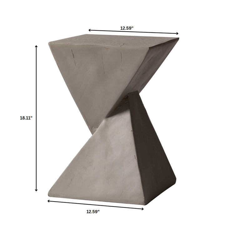 LeisureMod Glint Collection Fiberglass Outdoor Side Table in Grey Dimensions.