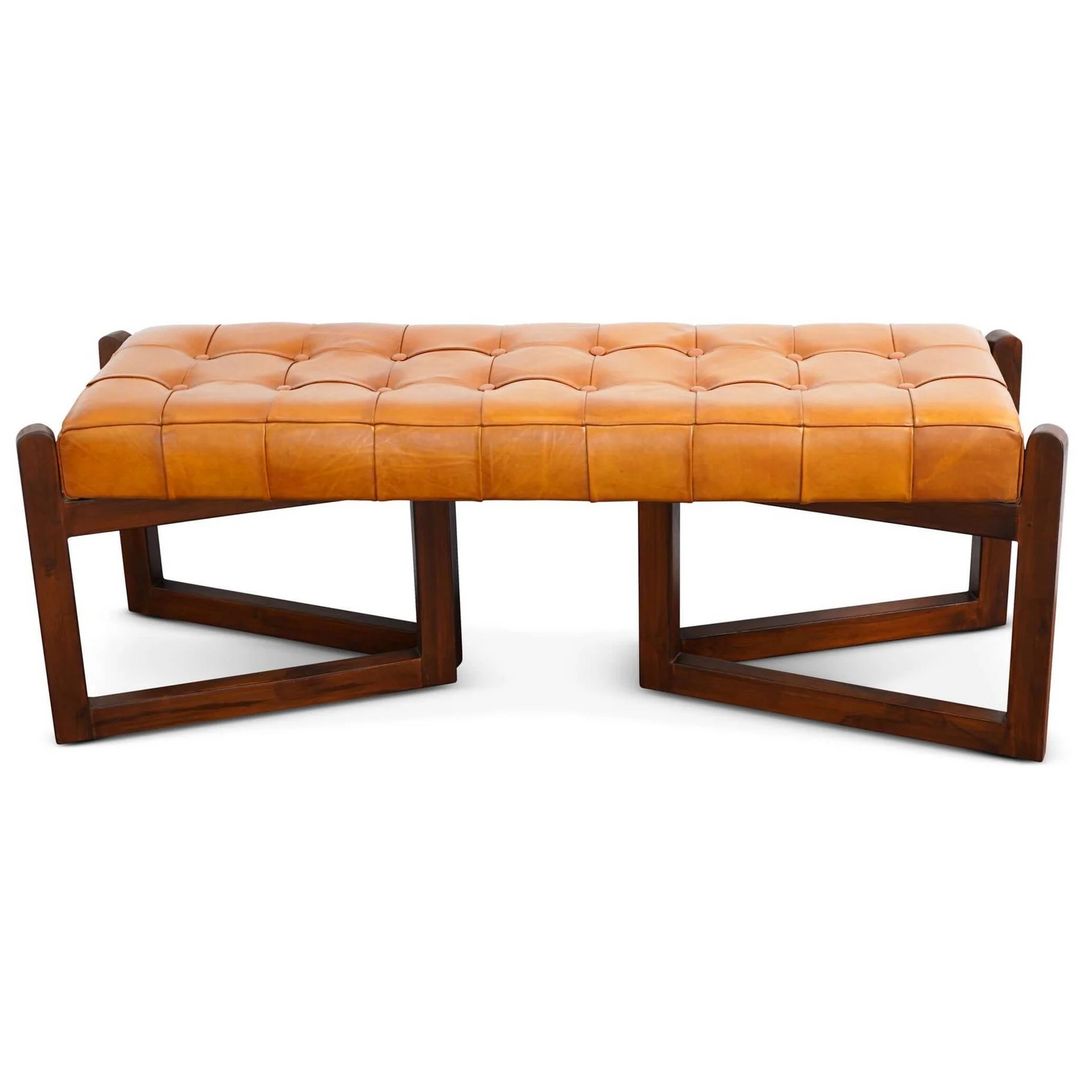 Buy Riley Tan Leather Bench