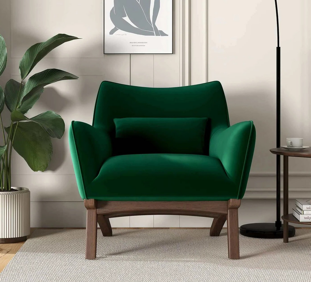 Brayden Mid Century Modern Dark Green Velvet Armchair