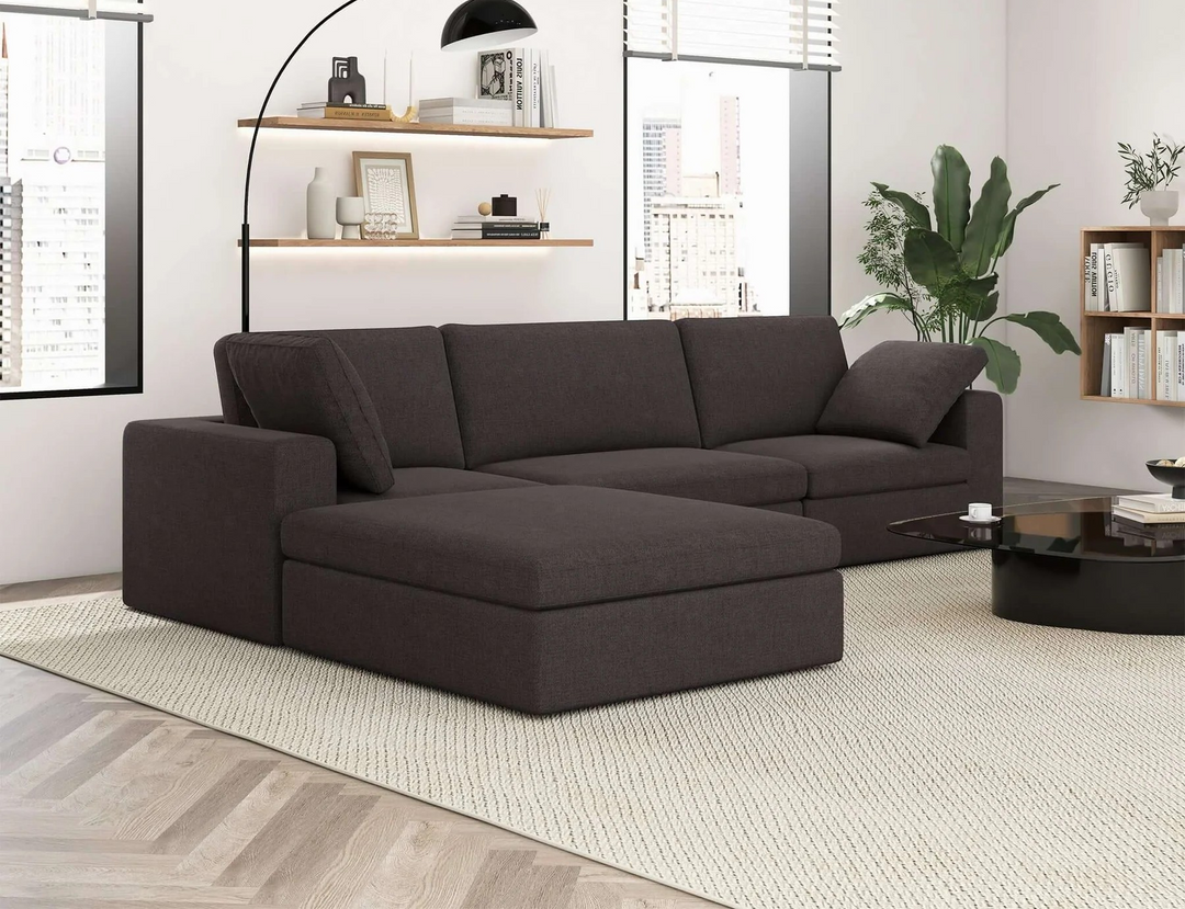 Cecilia Modular Corner Sectional Modern Fabric Sofa Dark Gray