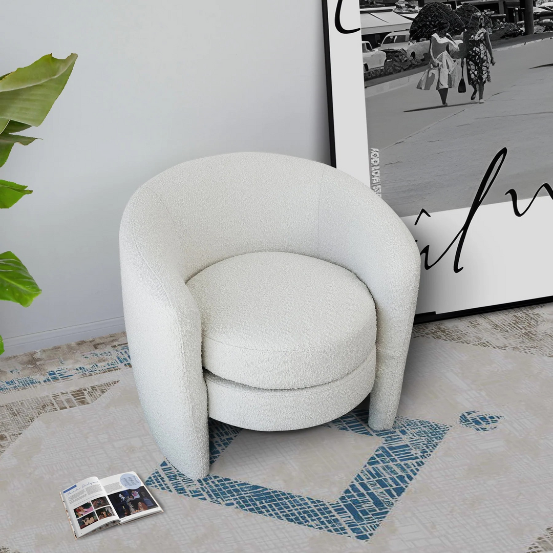 Buy Avalon White Boucle Lounge Chair