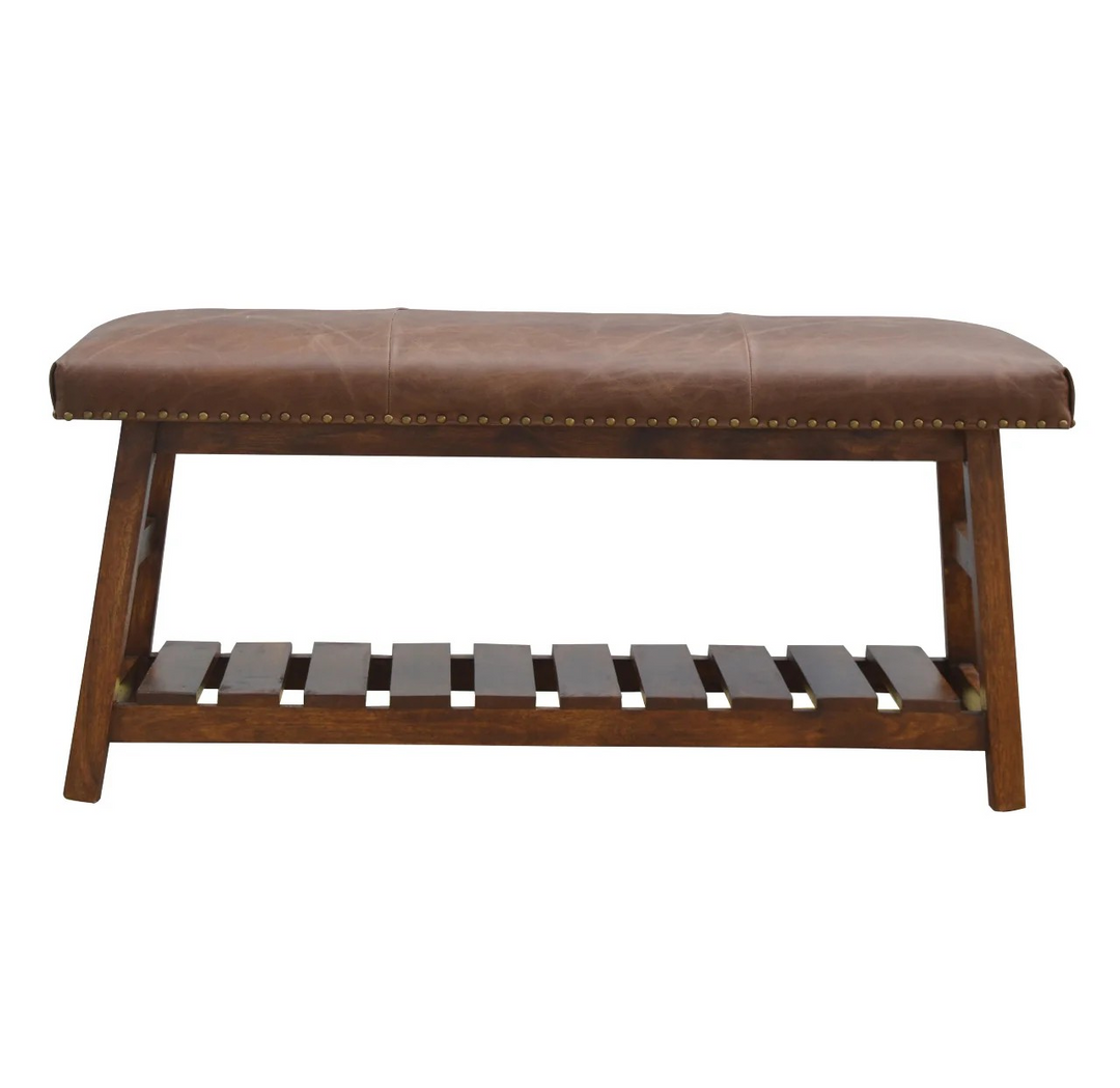 Buffalo Hide Hallway Bench