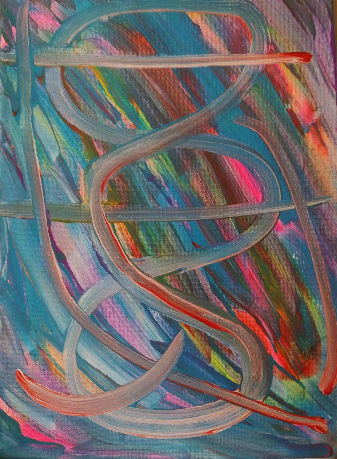 Paul Morabito "PO" Blue Infinity Lines Painting