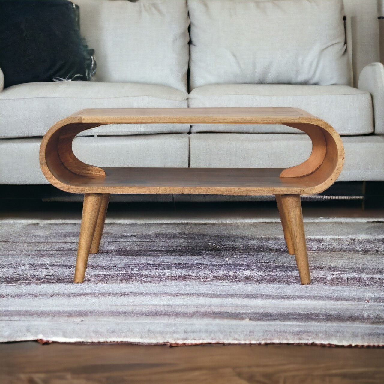 Sleek White Carved Coffee Table