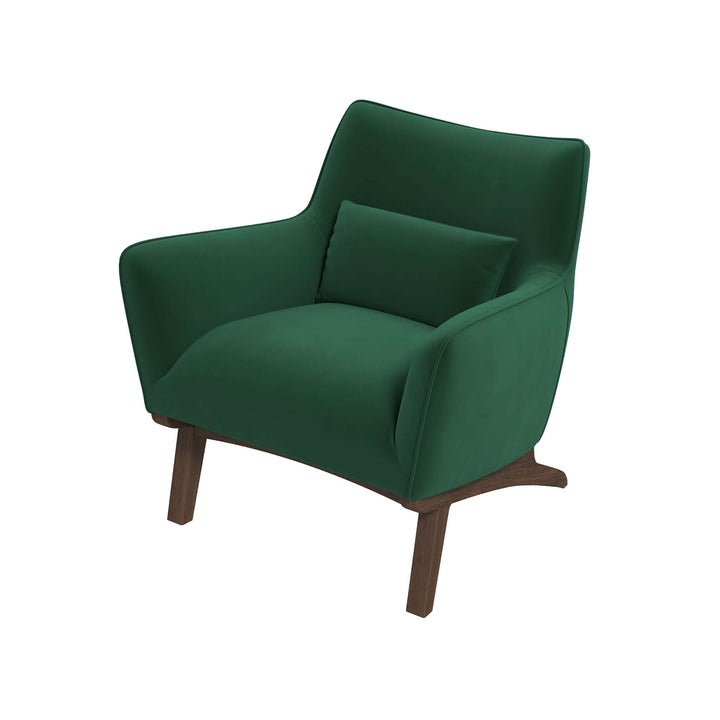 Brayden Mid Century Modern Dark Green Velvet Armchair Front Angle