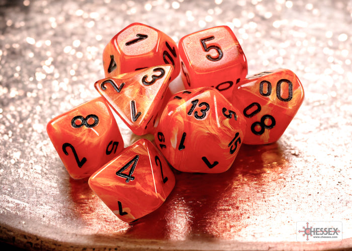 Vortex Orange/black Mini-Polyhedral 7-Die Set (Mini Poly Release 3)