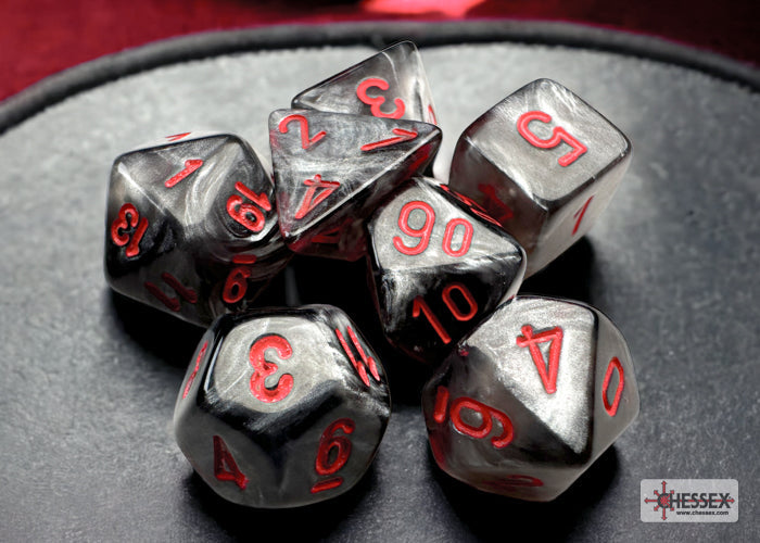 Velvet Black/red Mini-Polyhedral 7-Die Set (Mini Poly Release 3)