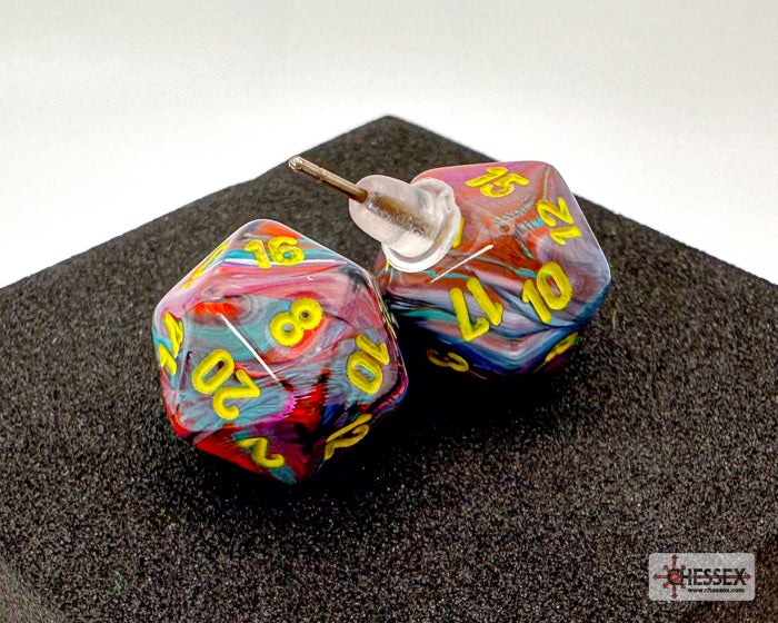 Stud Earrings Festive® Mosaic Mini-Poly d20 Pair