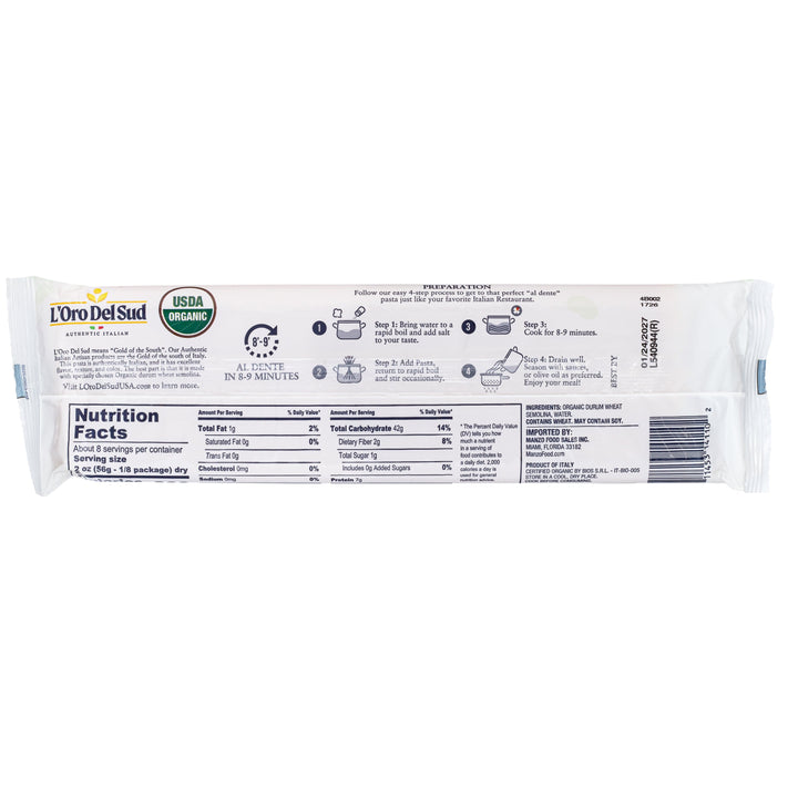 L'Oro Del Sud, Organic Spaghetti Pasta, 20 Pack x 1 lbs.