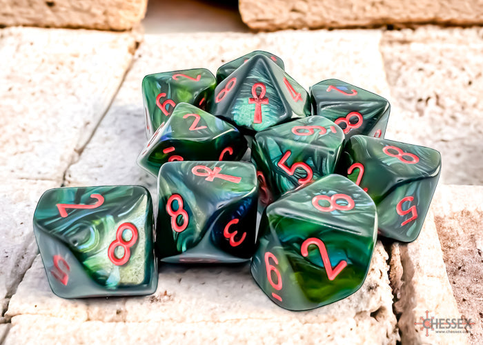 Scarab Jade/red Ankh D10 (10 set)