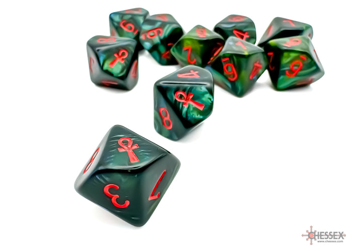 Scarab Jade/red Ankh D10 (10 set)