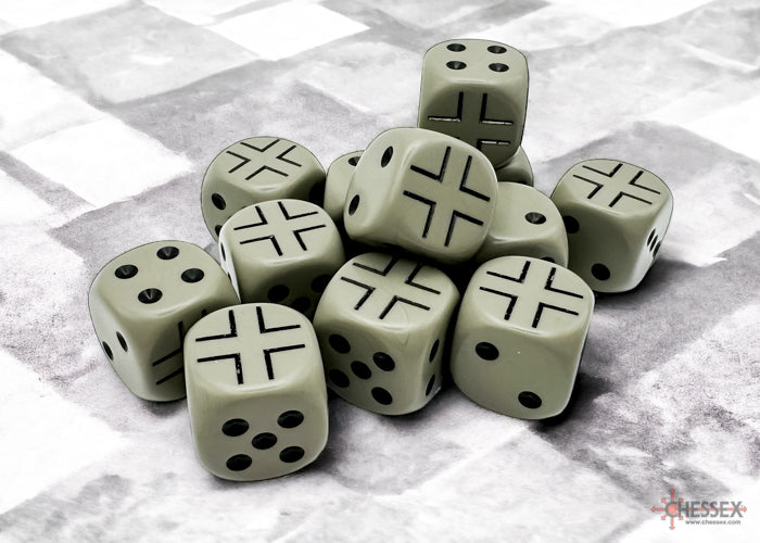 WW2 dice German Opaque Dark Grey/black 16mm d6 Dice Block (12 dice)