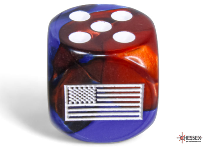 WW2 dice United States Gemini Blue-Red/white 16mm d6 Dice Block (12 dice)