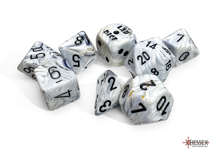Marble Calcite/blue Polyhedral 7-Dice Set (with bonus die)