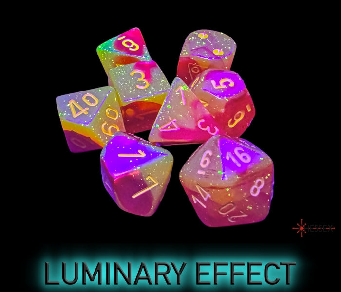 Gemini Gellow-Red/yellow Polyhedral Luminary 7-Dice Set (with bonus die)
