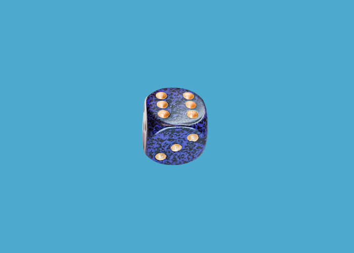 Speckled 16mm D6 RPG Chessex Dice (10 Dice) - Golden Cobalt - Purple and Black