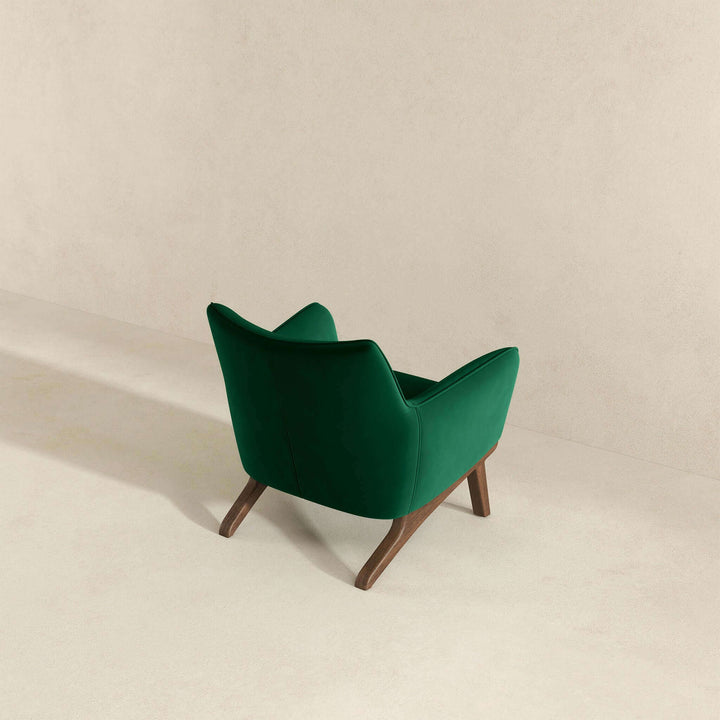 Brayden Mid Century Modern Dark Green Velvet Armchair Back View