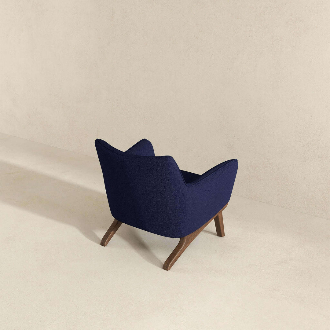 Brayden Mid Century Modern Dark Blue Boucle Armchair Back