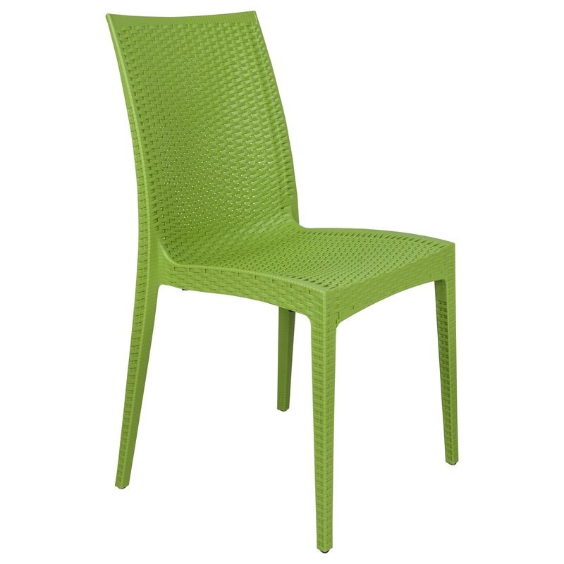 LeisureMod Weave Mace Indoor/Outdoor Dining Chair (Armless) Green