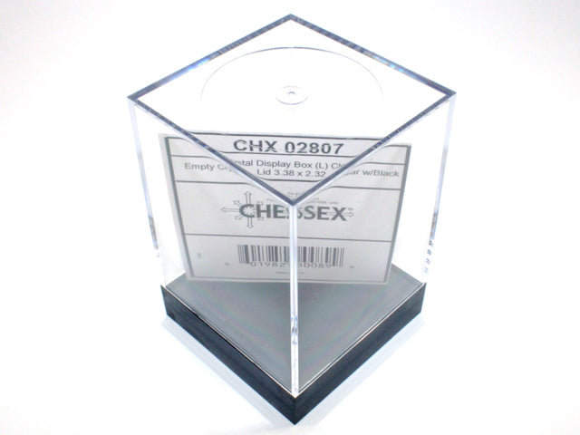 Empty Crystal Display Box (L) Clear w/Black Lid {3.38" x 2.32" x 2.32"} (86mm x 59 mm x 59 mm) Used for Jumbo polyhedral 7-die sets