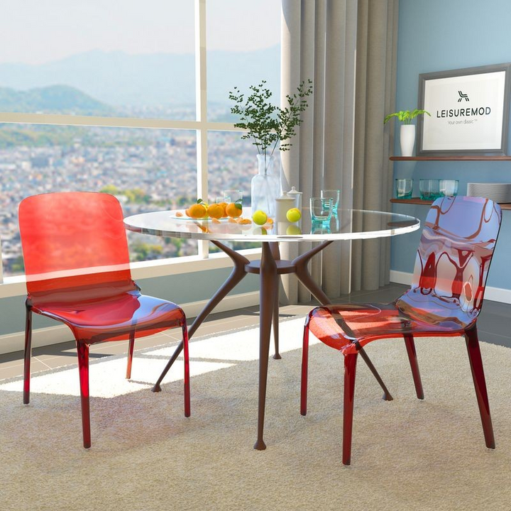 LeisureMod Murray Modern Dining Chair, Set of 2 Red
