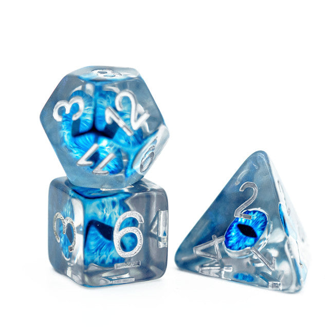 Blue Demon Eye Dragon Eye Dice 7-Dice Set Resin Dungeons and Dragons Dice