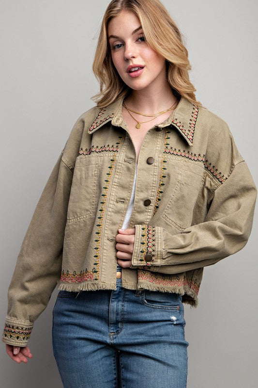 Embroidered Wash Cotton Jacket